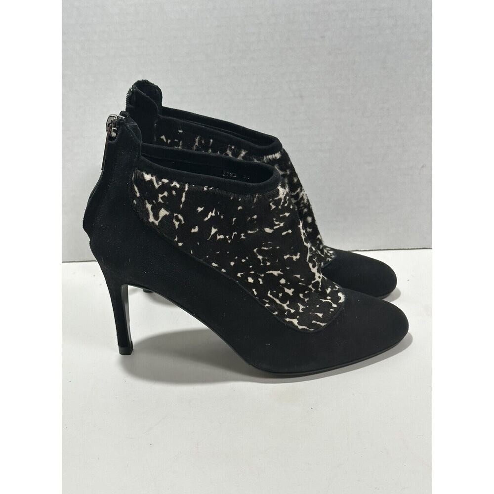 L.K.Bennett Women's Vicky Black White Haircalf‎ Suede Bootie 3792 Sz EU 35 -US 5
